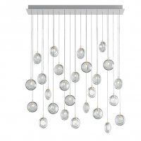 lens chandelier / 26 pcs / square 26x clear